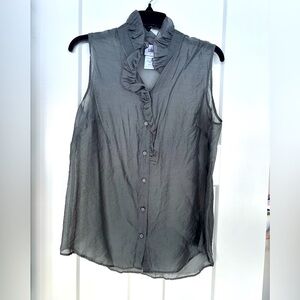 CAbi Coin Top Sleeveless Ruffle Blouse #4555, med new